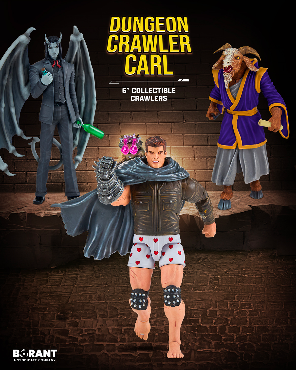 Marketing photo of three DCC action figures - Mordecai, Carl, and Prepotente